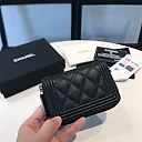cc CO-CO Boy Flap Card Holder 11.5cm/4.5in Silver Hardware For Women Black