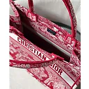 CD Unisex Medium Book Tote Burgundy Toile De Jouy Stripes Embroidery