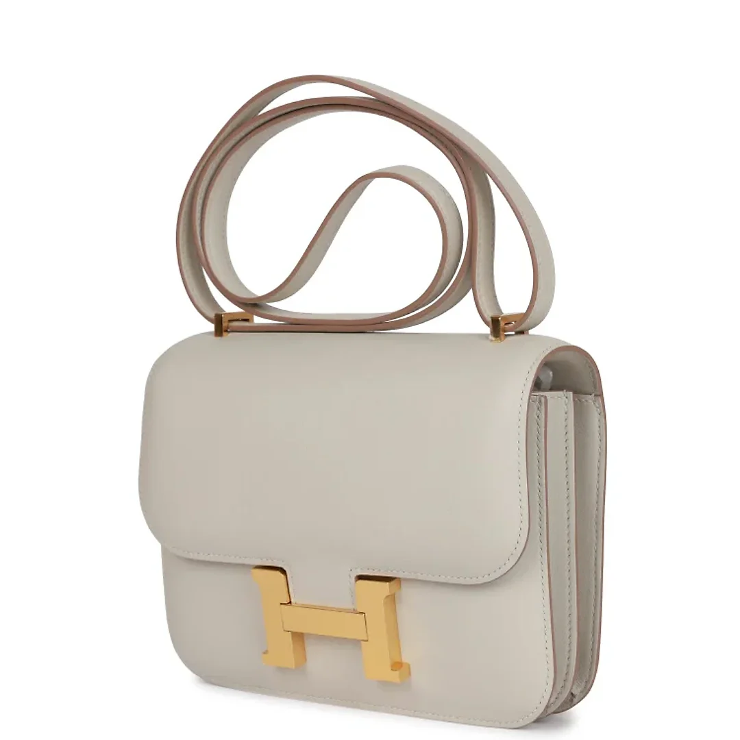 H Constance 18 Gris Perle Swift Gold Hardware