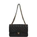 CC Jumbo Classic Double Flap Bag Black Caviar Gold Hardware