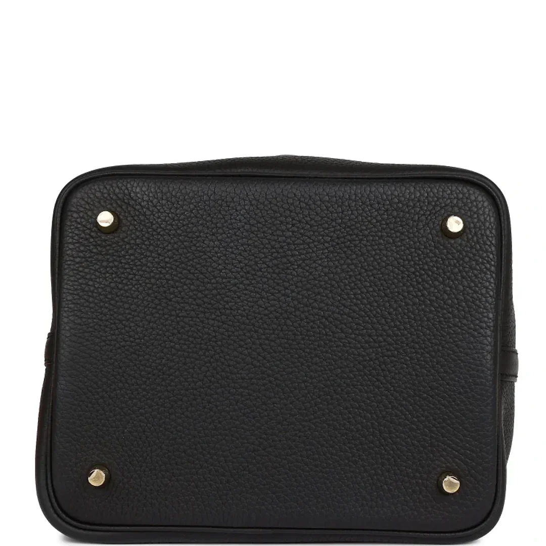 H Picotin Lock 22 Black Clemence Gold Hardware