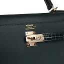 H Kelly Sellier 25 Vert Rousseau Madame and Shiny Niloticus Crocodile Touch Gold Hardware