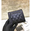 cc CO-CO Flap Card Holder Wallet 11.5cm/7.4in Silver Hardware For Women Black