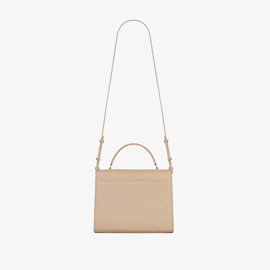 Y Cassandra Medium Top Handle in Grain de Poudre Embossed Leather