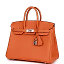 H Birkin 25 Orange Togo Palladium Hardware