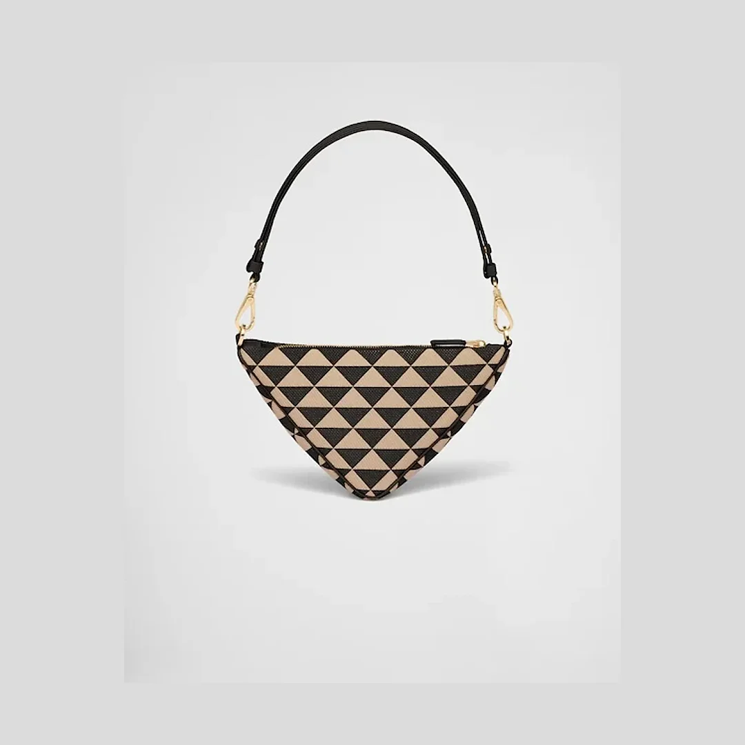 PP Embroidered fabric mini-bag – Black/Beige