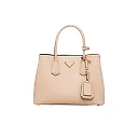 PP Small Saffiano Leather Double PP Bag in Powder Pink