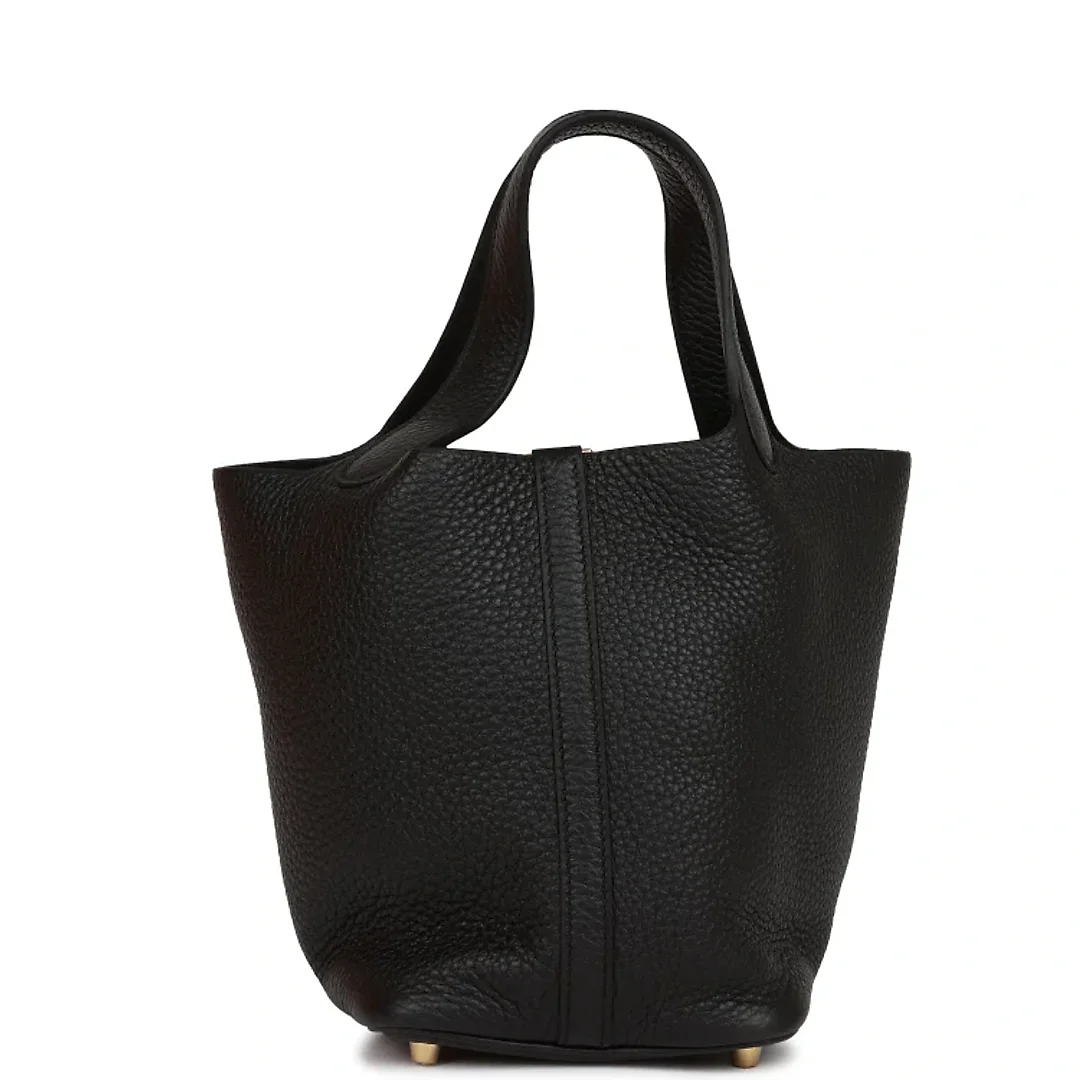 H Picotin Lock 18 Black Clemence Gold Hardware