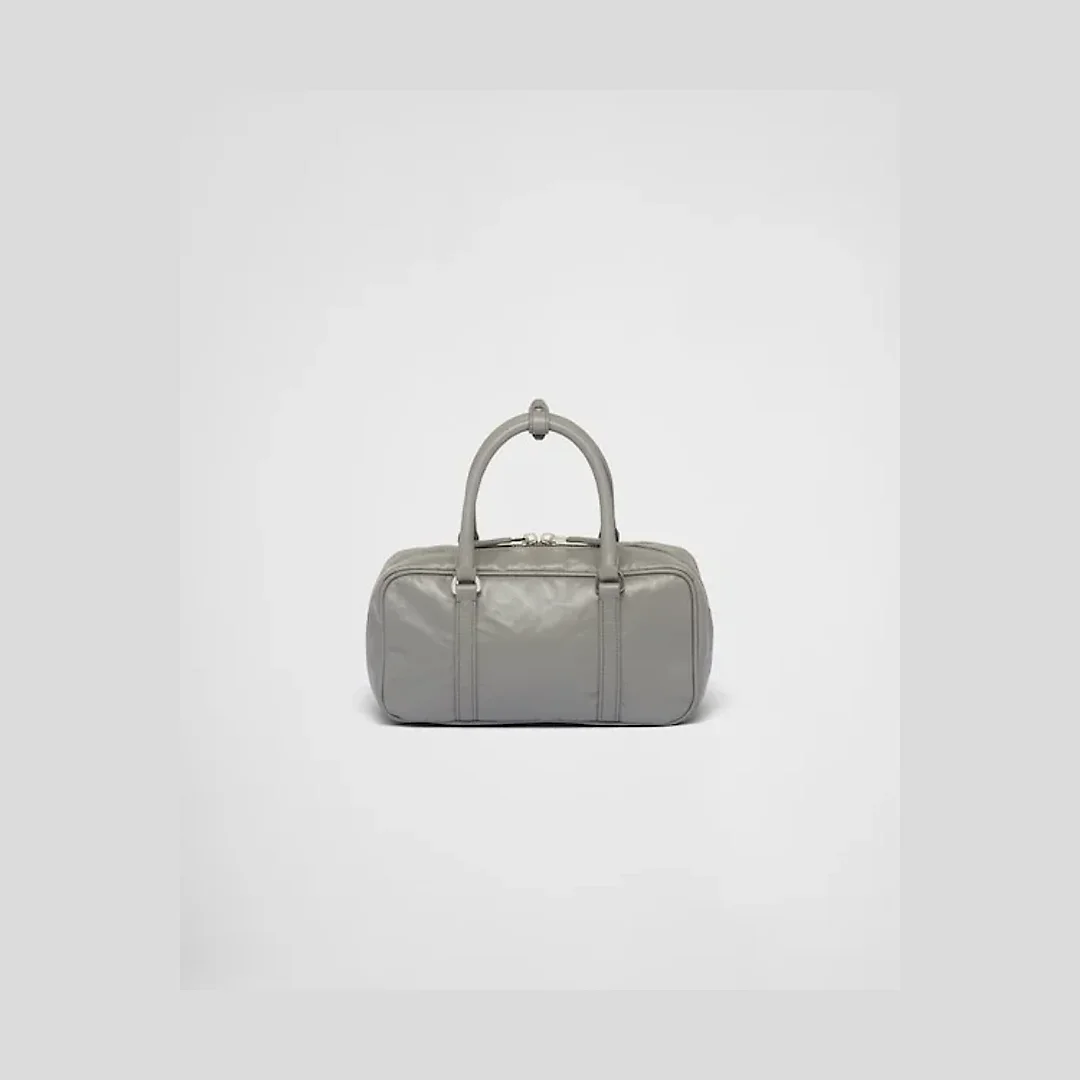 PP Small antique nappa leather top handle bag – Slate Gray