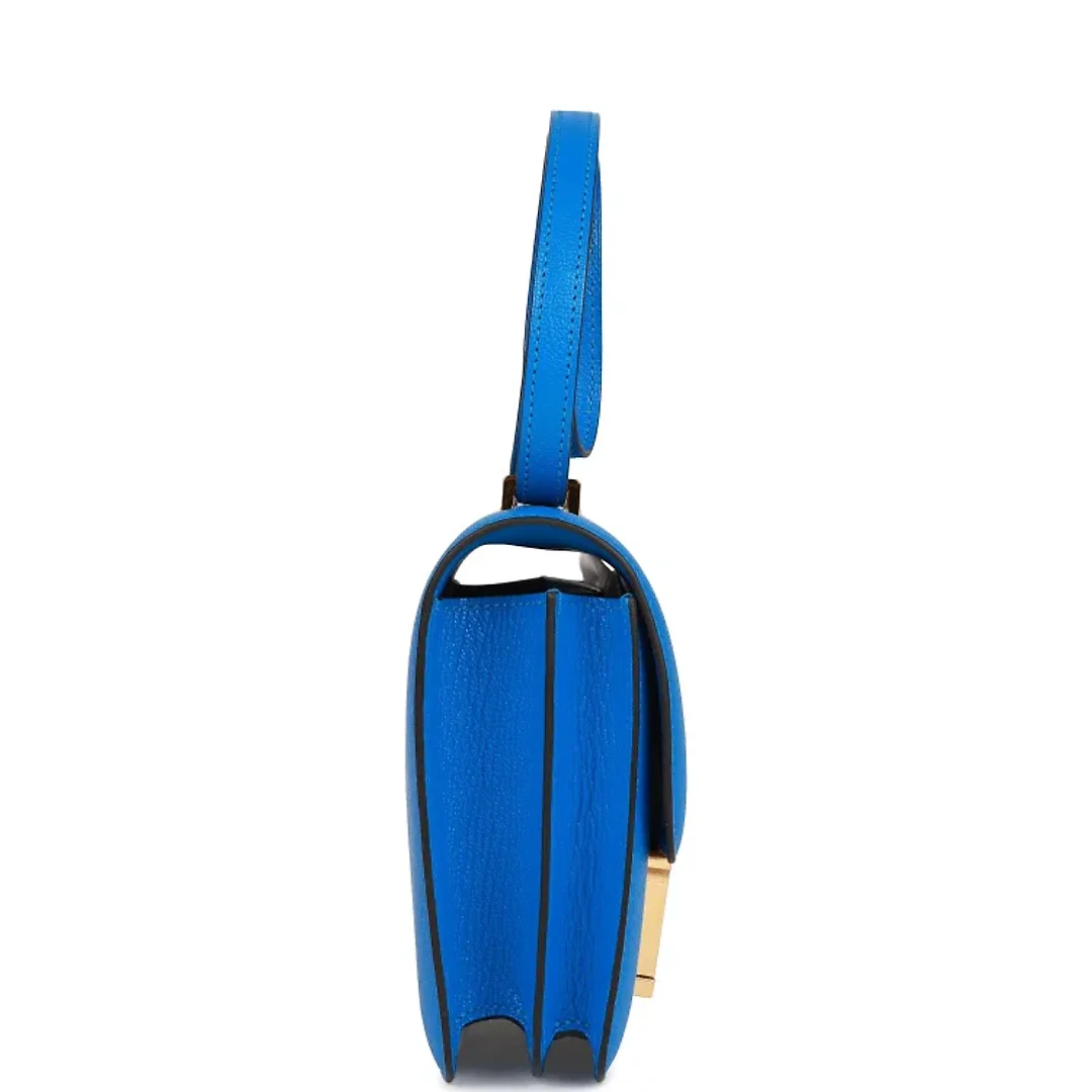 H Constance 18 Bleu Hydra Chevre Gold Hardware