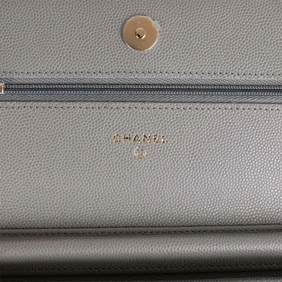 CC Wallet on Chain WOC Grey Caviar Light Gold Hardware