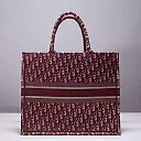 CD Unisex CD Book Tote Maroon CD Oblique Embroidered Velvet