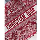 CD Unisex Medium Book Tote Burgundy Toile De Jouy Stripes Embroidery