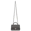 CC Mini Rectangular Flap Bag with Top Handle Dark Grey Lambskin Light Gold Hardware