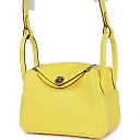 H Mini Lindy Jaune Citron Ostrich Palladium Hardware