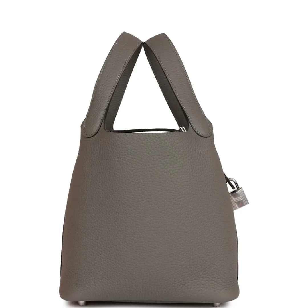 H Picotin Lock 18 Gris Meyer Clemence Palladium Hardware