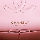 CC Medium Classic Double Flap Bag Rose Sakura Tweed Light Gold Hardware