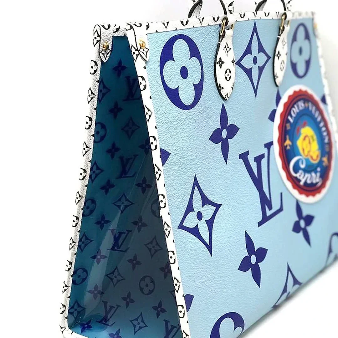 L Monogram Giant Onthego Capri Blue Coated Canvas To