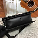 CC 25cm Boy Handbag Calfskin Silver Tone Metal Black