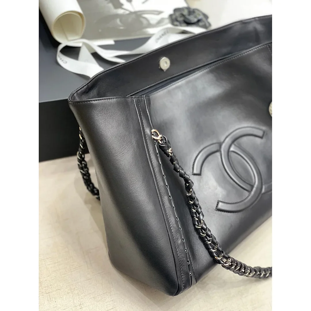 CC Soft Calfskin Shopping Bag Top Handle Black