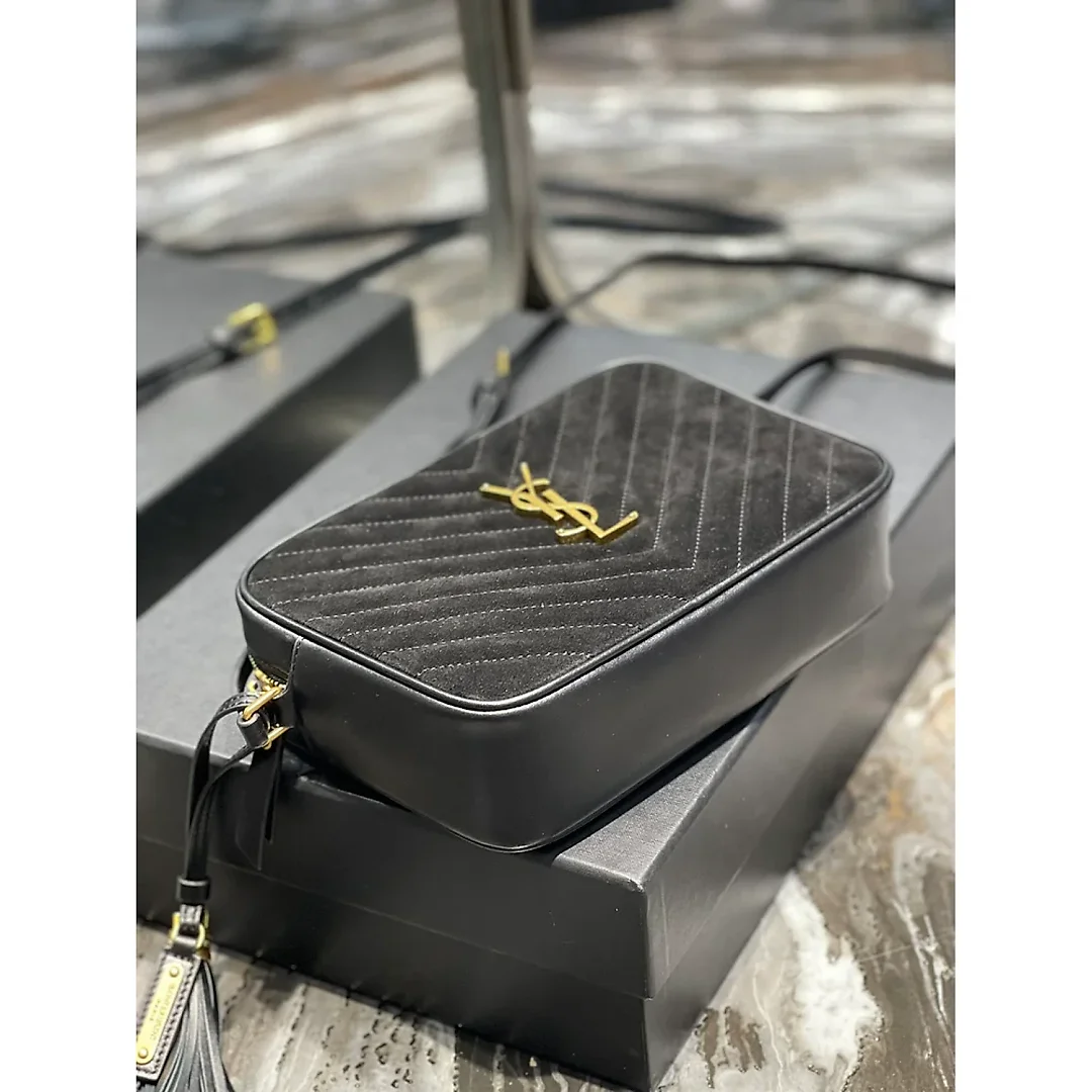 Y Lou Camera Bag Black With Gold Hardware