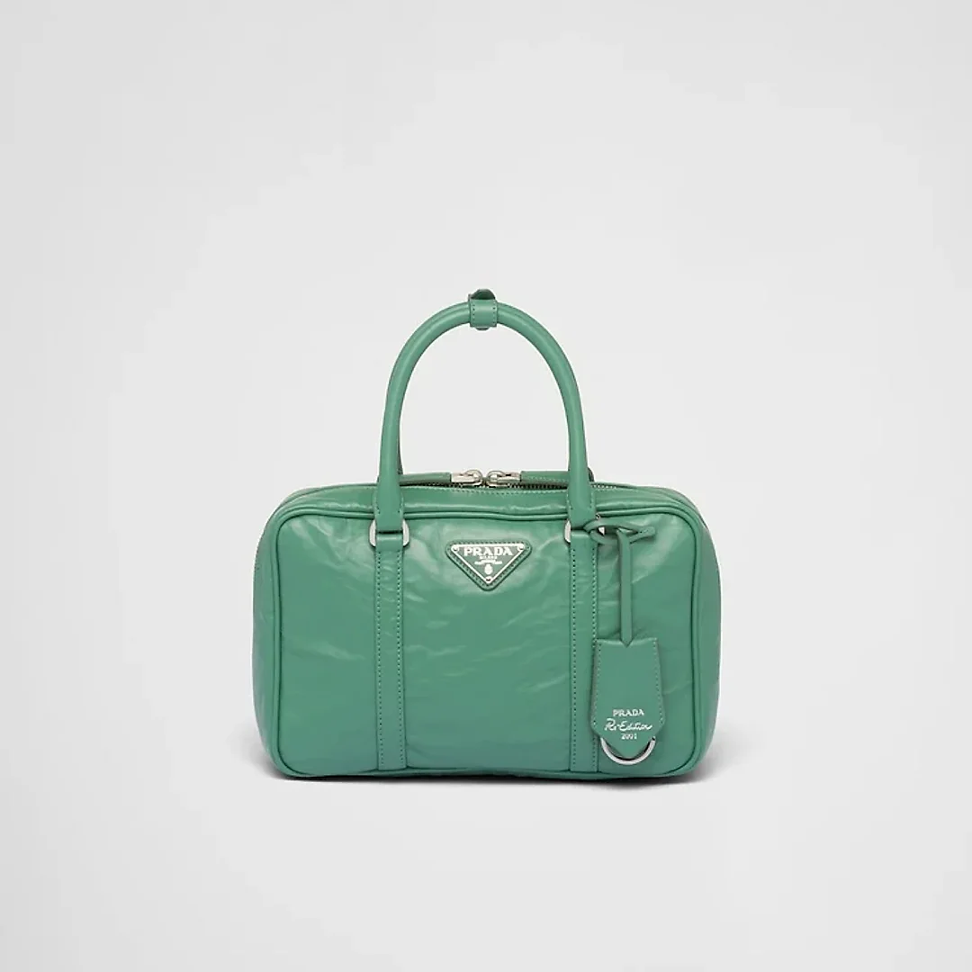 PP Medium antique nappa leather top handle bag – Sage Green