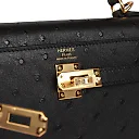 H Kelly Sellier 25 Black Ostrich Gold Hardware