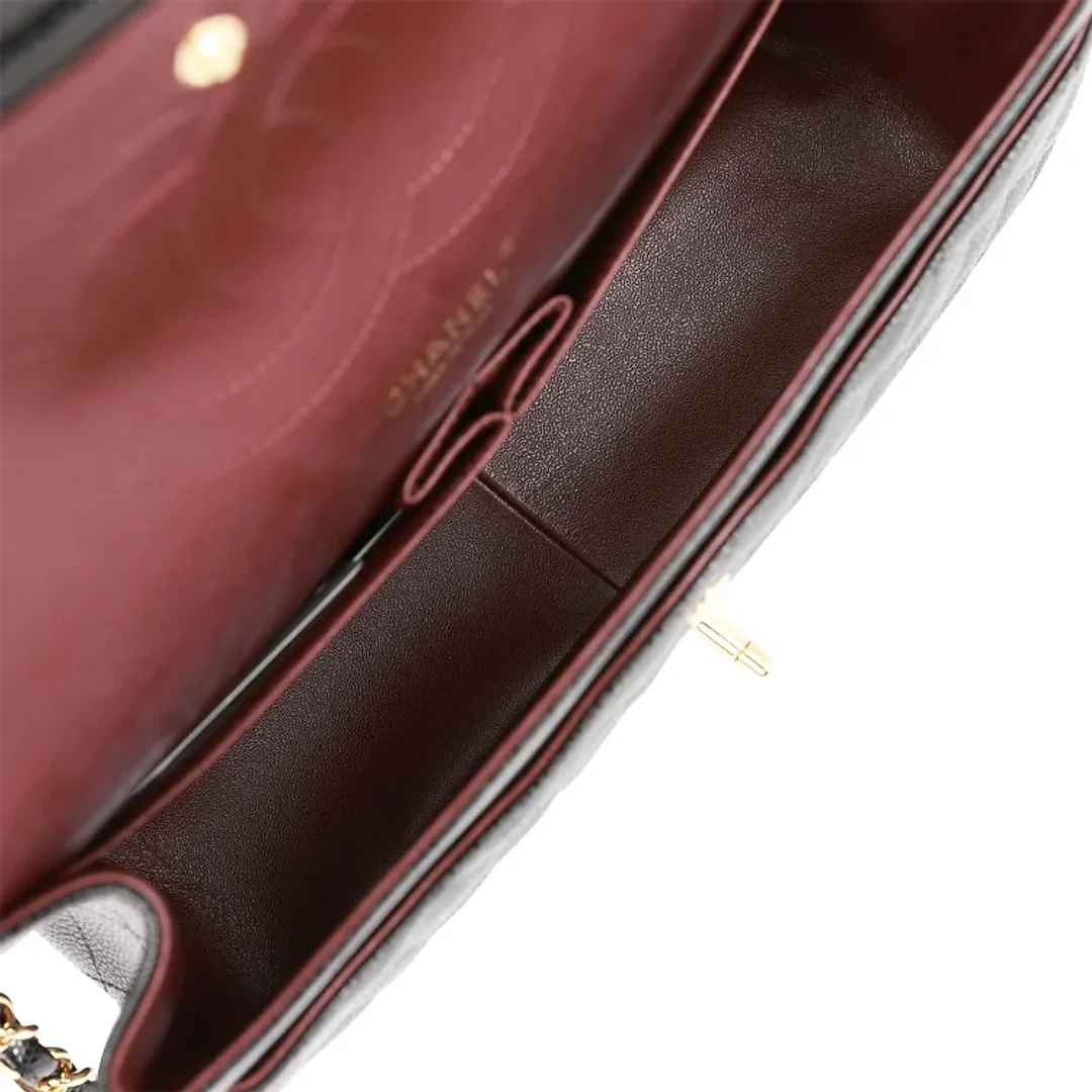 CC Jumbo Classic Double Flap Bag Black Caviar Gold Hardware