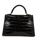 H Kelly Sellier 20 Black Shiny Alligator Gold Hardware
