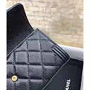 cc CO-CO Long Flap Wallet 19.5cm/7.7in Gold Hardware For Women Black
