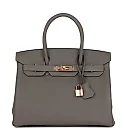 H Birkin 30 Gris Meyer Togo Rose Gold Hardware