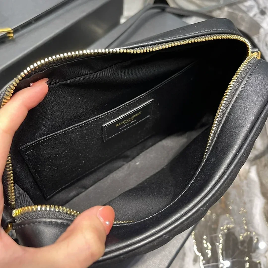 Y Lou Camera Bag Black With Gold Hardware