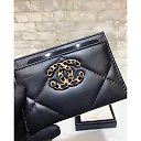 cc CO-CO 19 Card Holder Wallet 11cm/4.3in Gold Toned Hardware For Women Black