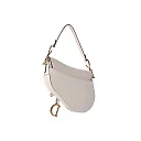 CHRISTIAN D Grained Calfskin Saddle Bag White