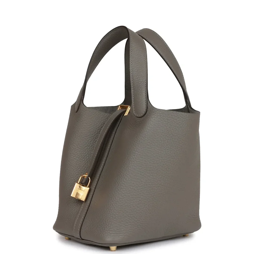 H Picotin Lock 18 Gris Meyer Clemence Gold Hardware