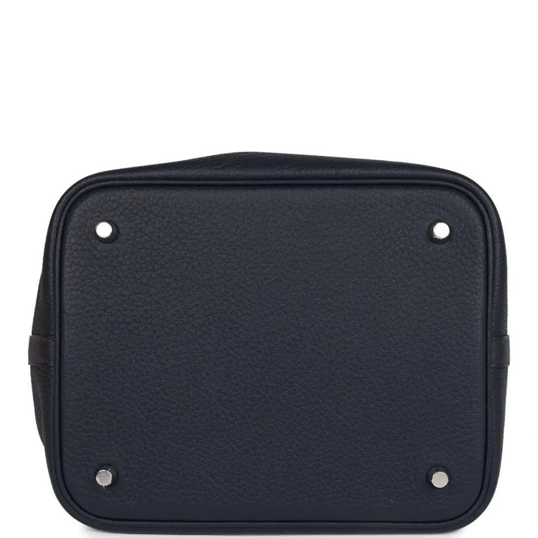H Picotin Lock 18 Bleu Nuit Clemence and Matte Alligator Touch Palladium Hardware