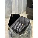 Y College Large Chain Bag Black With Gold Hardware