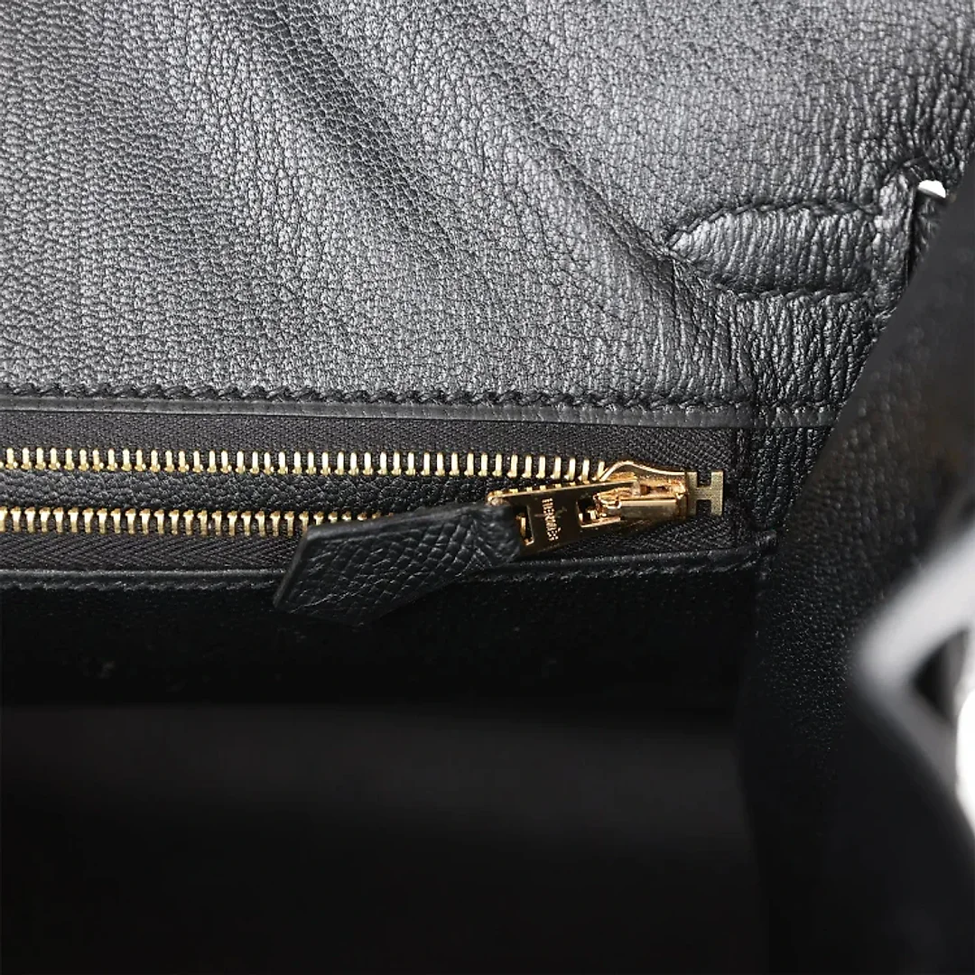 H Birkin Sellier 25 Black Epsom Gold Hardware