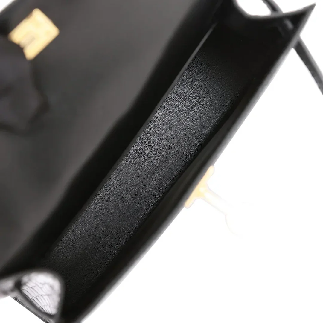 H Kelly Sellier 20 Black Shiny Alligator Gold Hardware