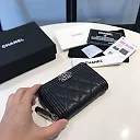cc CO-CO Boy Flap Card Holder 11.5cm/4.5in Silver Hardware For Women Black