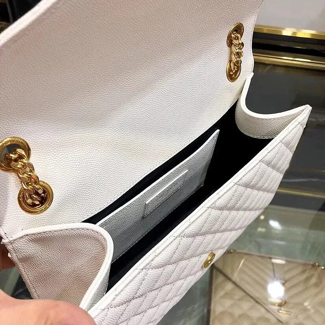 Y ENVELOPE MEDIUM BAG IN MIX MATELASS�� GRAIN DE POUDRE EMBOSSED LEATHER