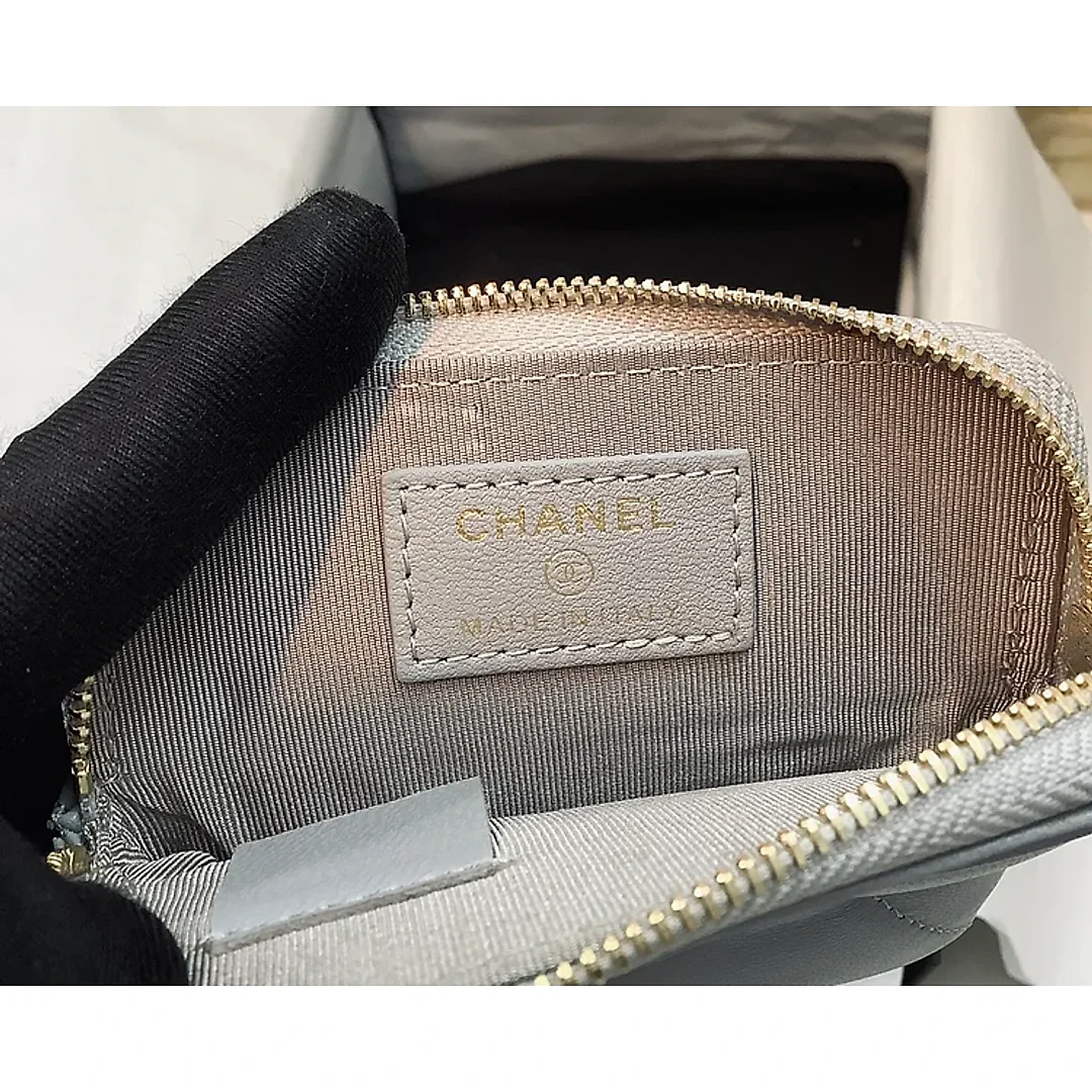 cc CO-CO Card Holder 12cm/4.7in Gold Hardware For Women Grey