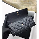 cc CO-CO Long Flap Wallet 19.5cm/7.7in Gold Hardware For Women Black