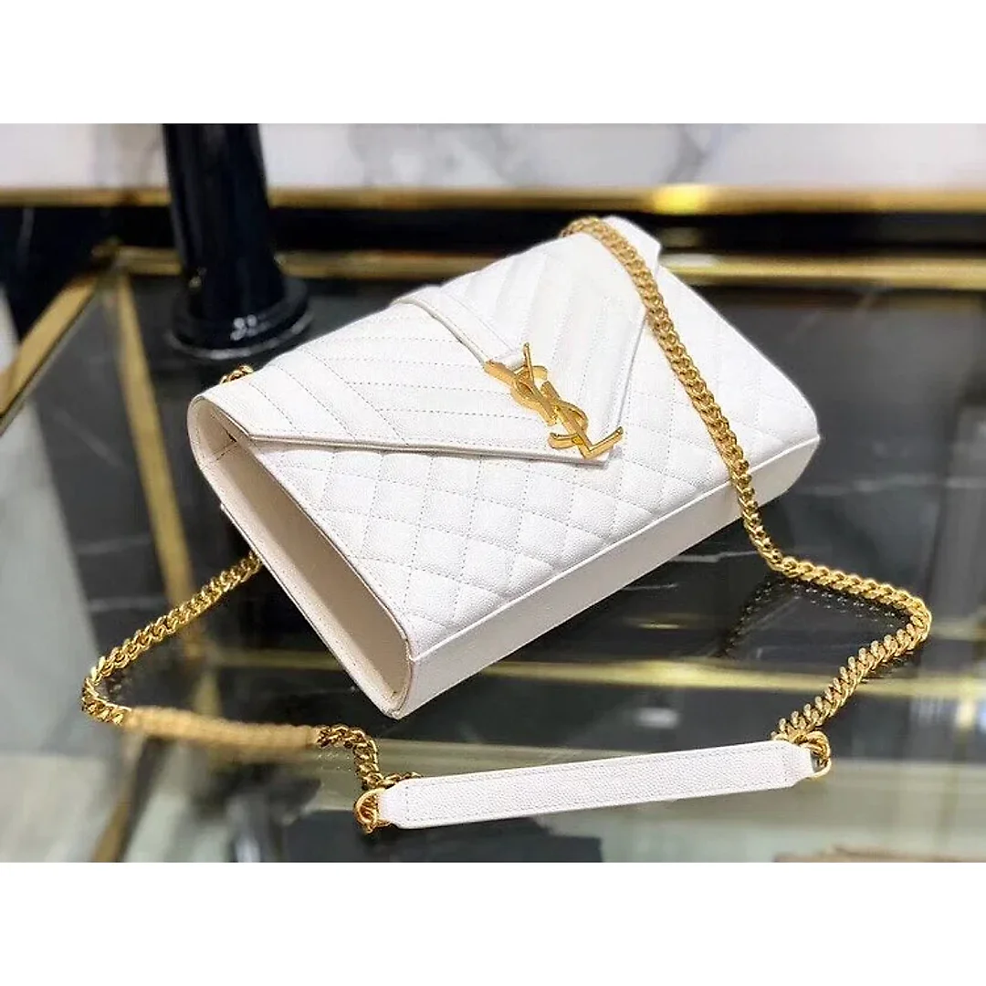 Y ENVELOPE MEDIUM BAG IN MIX MATELASS�� GRAIN DE POUDRE EMBOSSED LEATHER