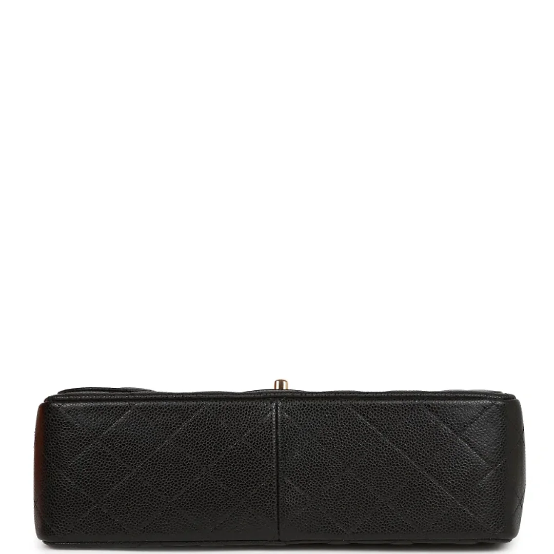 CC Jumbo Classic Double Flap Bag Black Caviar Gold Hardware