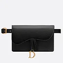 D Black Calfskin Saddle Belt Bag