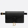 D Black Calfskin Saddle Belt Bag