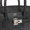 H Birkin 25 Black Ostrich Palladium Hardware