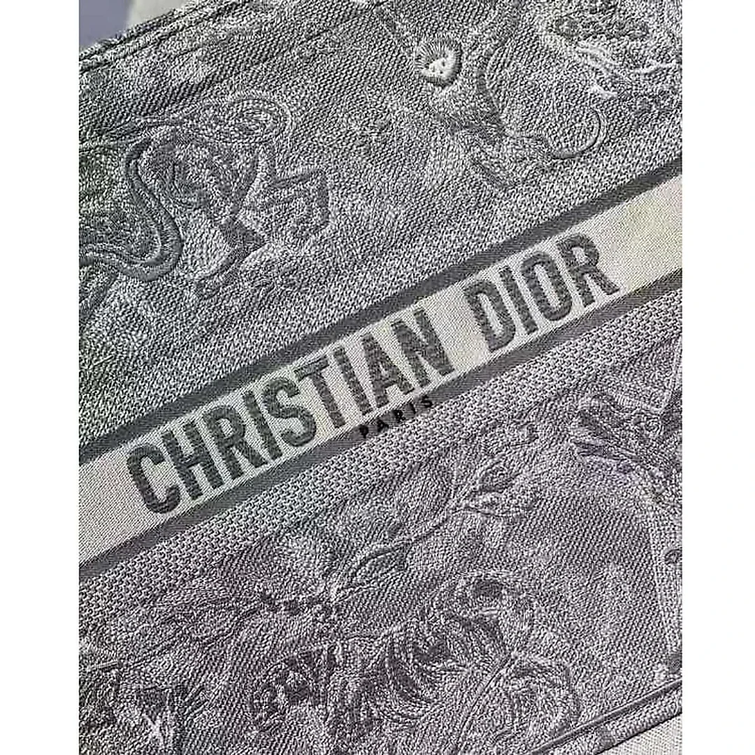 CD Unisex CD Large CD Book Tote Gray Toile De Jouy Embroidery