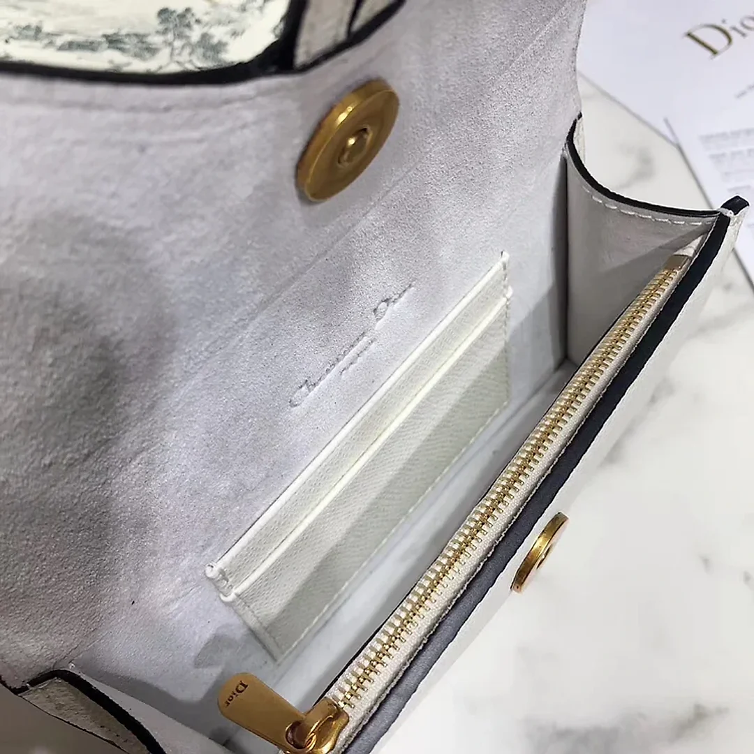 D White Calfskin Saddle Belt Bag